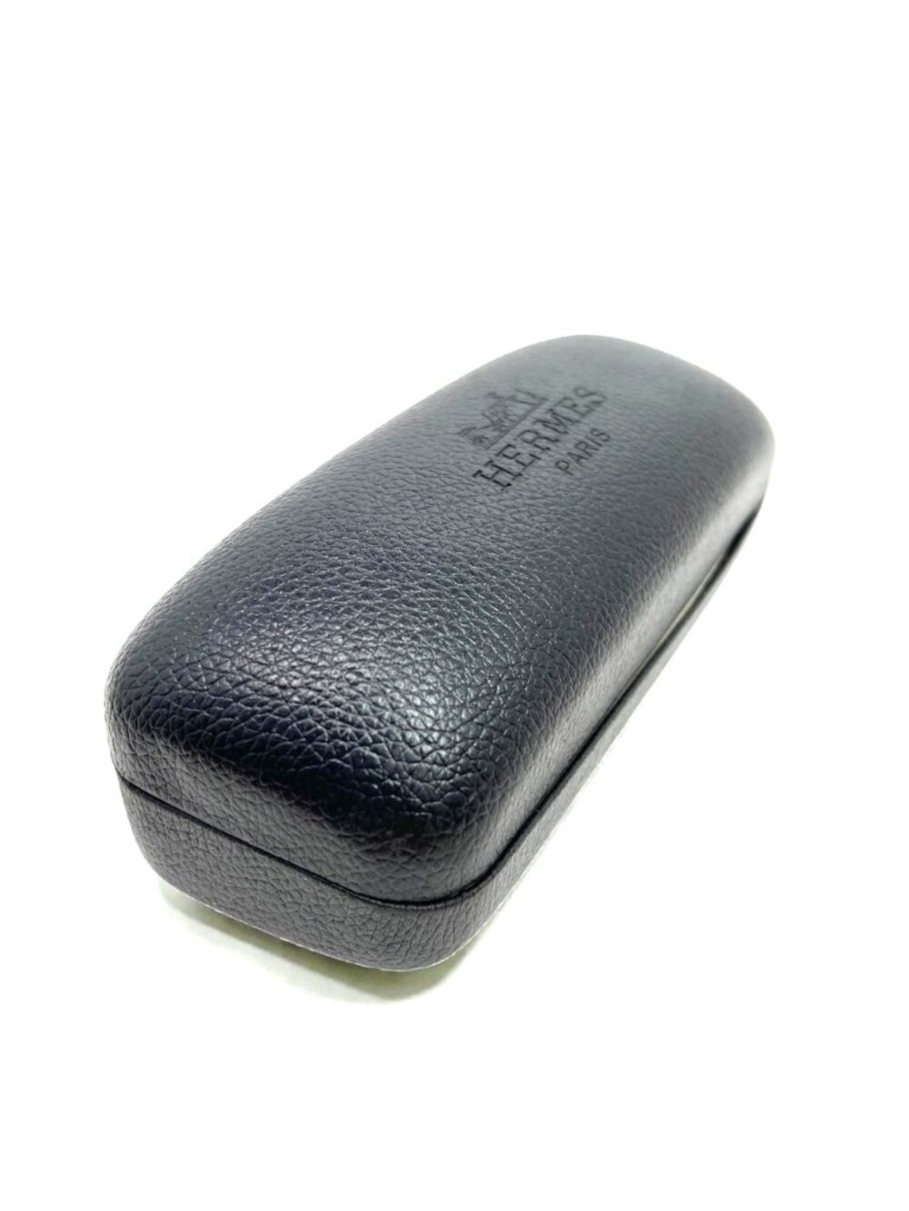 Hermès Black Leather Clamshell Eyeglasses Case With Cream Interior Hinged - Picture 4 of 8